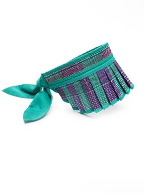 Lorna Murray Mexico Plaid Island Cabana Sun Visor Tie Back NEW with tags $165